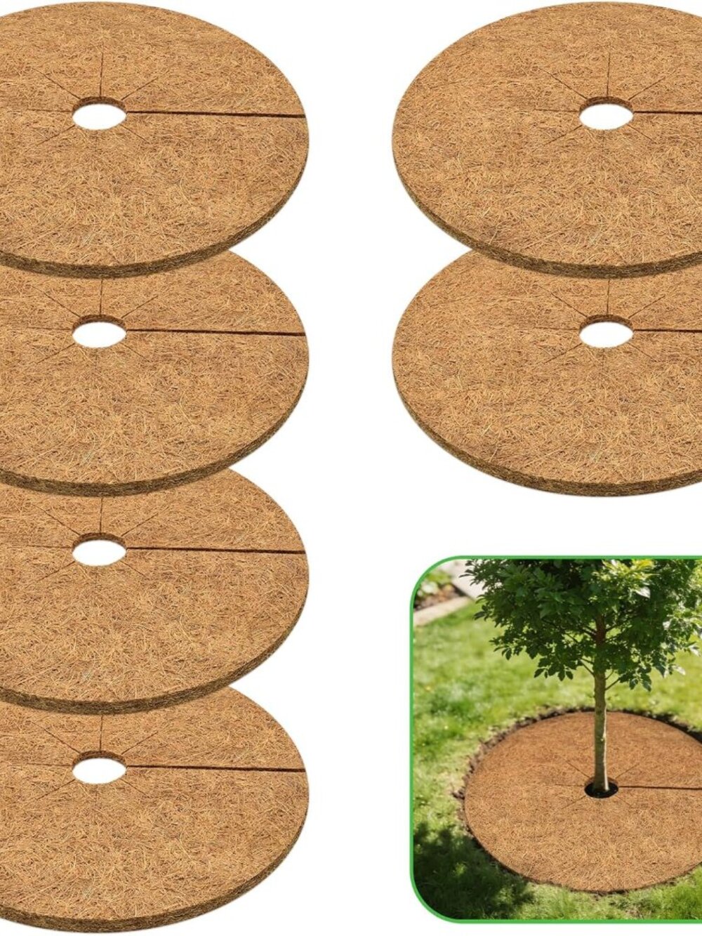 24 Inch Coconut Fiber Tree Ring Mulch Mat, Tree